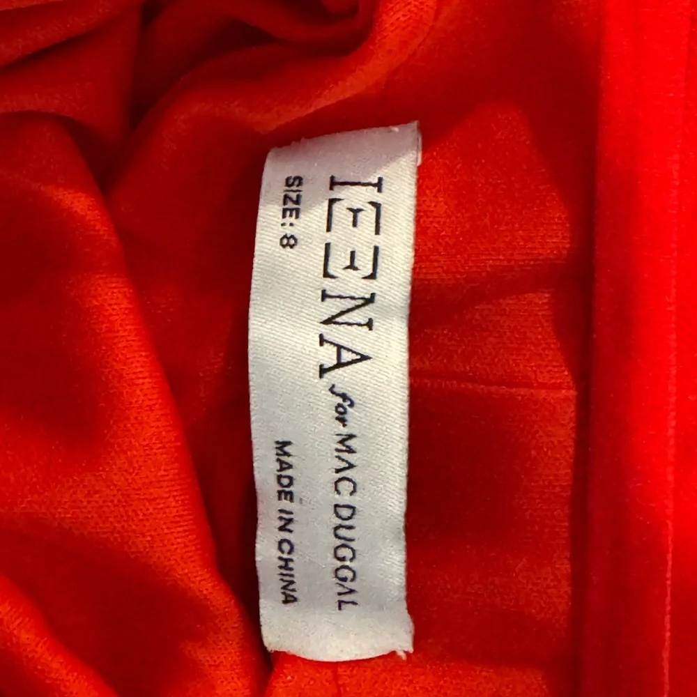 NWT Ieena for Mac Duggal Jersey One Shoulder Draped Back Gown Red Size 8 - Picture 5 of 10